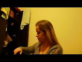 Young polish blonde teen girl putting on her Pantyhose and dress comma dressing up