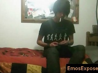 Black haired and smoking emo getting his hands in his pants By EmosExposed