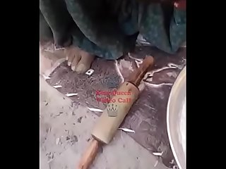 Indian Aunty Boobs Making Food