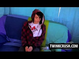 Horny emo twink Roxy Red sucking on a hard cock