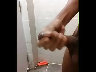 teen man fucking style handjob in the bathroom after peeing